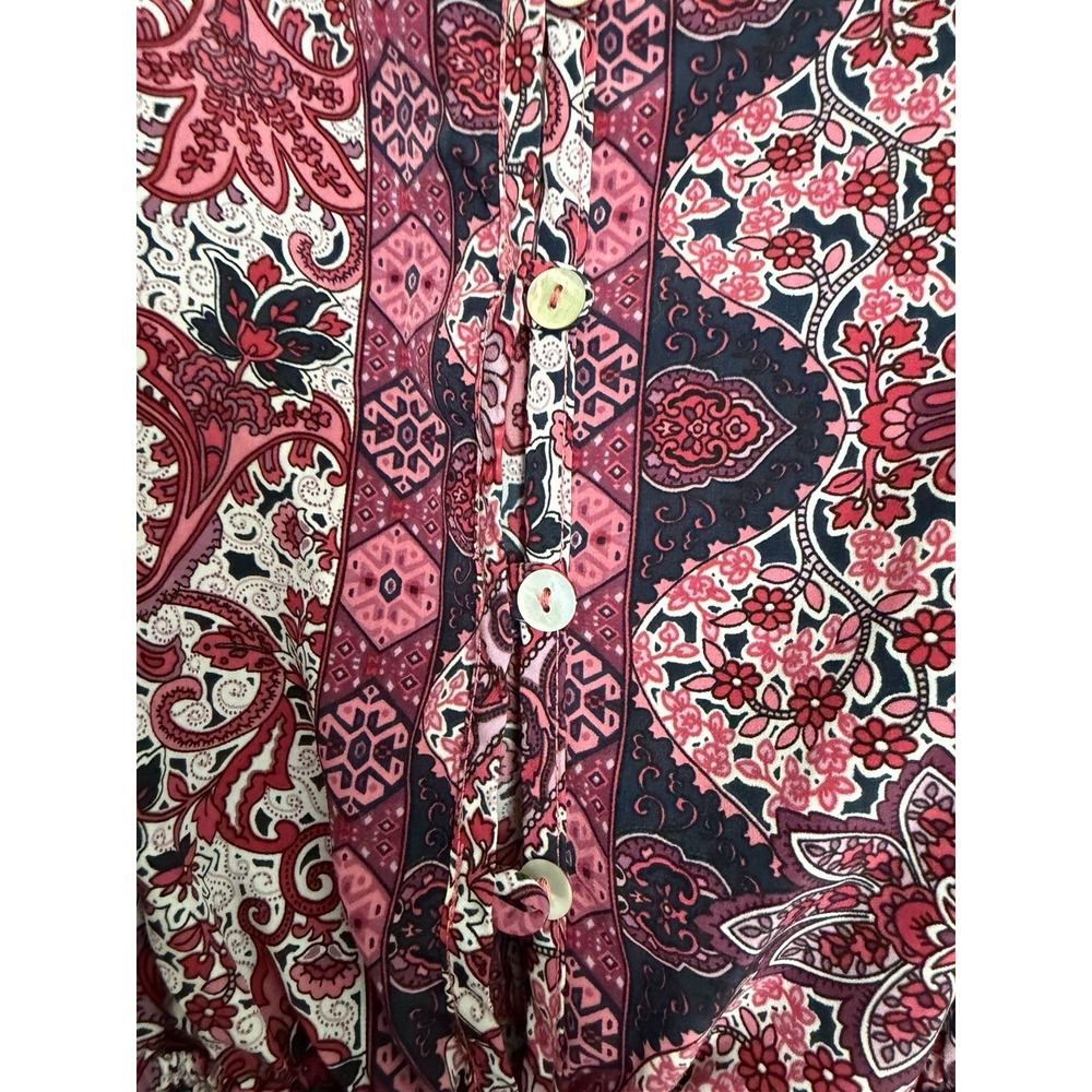 Honey Punch Pink Boho Paisley Long Sleeve Romper - Size S Festival - Picture 5 of 10